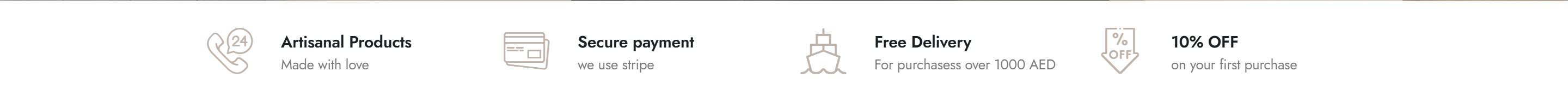Artisanal Products · Secure Payment · Free Delivery · 10% OFF